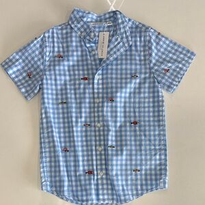 Janie and Jack Light Blue Gingham Kids Shirt